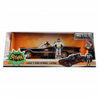 Jada Toys Batmobile Batman Classic TV Series 1966 with Batman and Robin Hollywood Rides 1:24 Scale 253215001