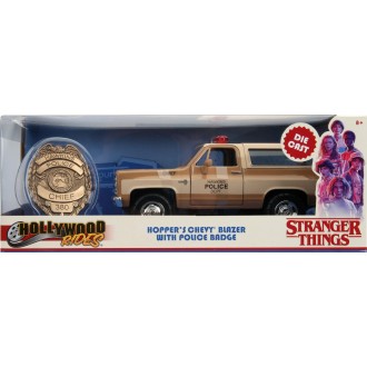 Jada Toys Stranger Things Hopper’s 1980 Chevy Blazer Hawkins Chief of Police with Police Badge Hollywood Rides 1:24 Scale 31111