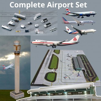 Gemini Jets Complete Airport Set Terminal Mat Control Tower Vehicles & Aircraft Free UK Shipping