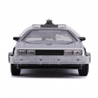 Jada Toys Delorean Time Machine Back To The Future 2 with Adjustable Hover Mode Wheels and Blue Lights - Batteries included BTTF II ~1:24 Scale 31468