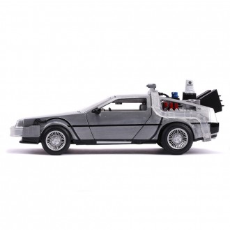 Jada Toys Delorean Time Machine Back To The Future 2 with Adjustable Hover Mode Wheels and Blue Lights - Batteries included BTTF II ~1:24 Scale 31468