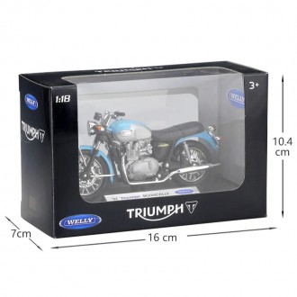 Welly 2002 Triumph Bonneville Blue and Silver 1:18 Scale TR19660PW