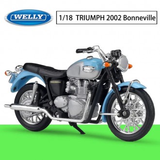 Welly 2002 Triumph Bonneville Blue and Silver 1:18 Scale TR19660PW